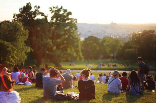 young people sat at the park